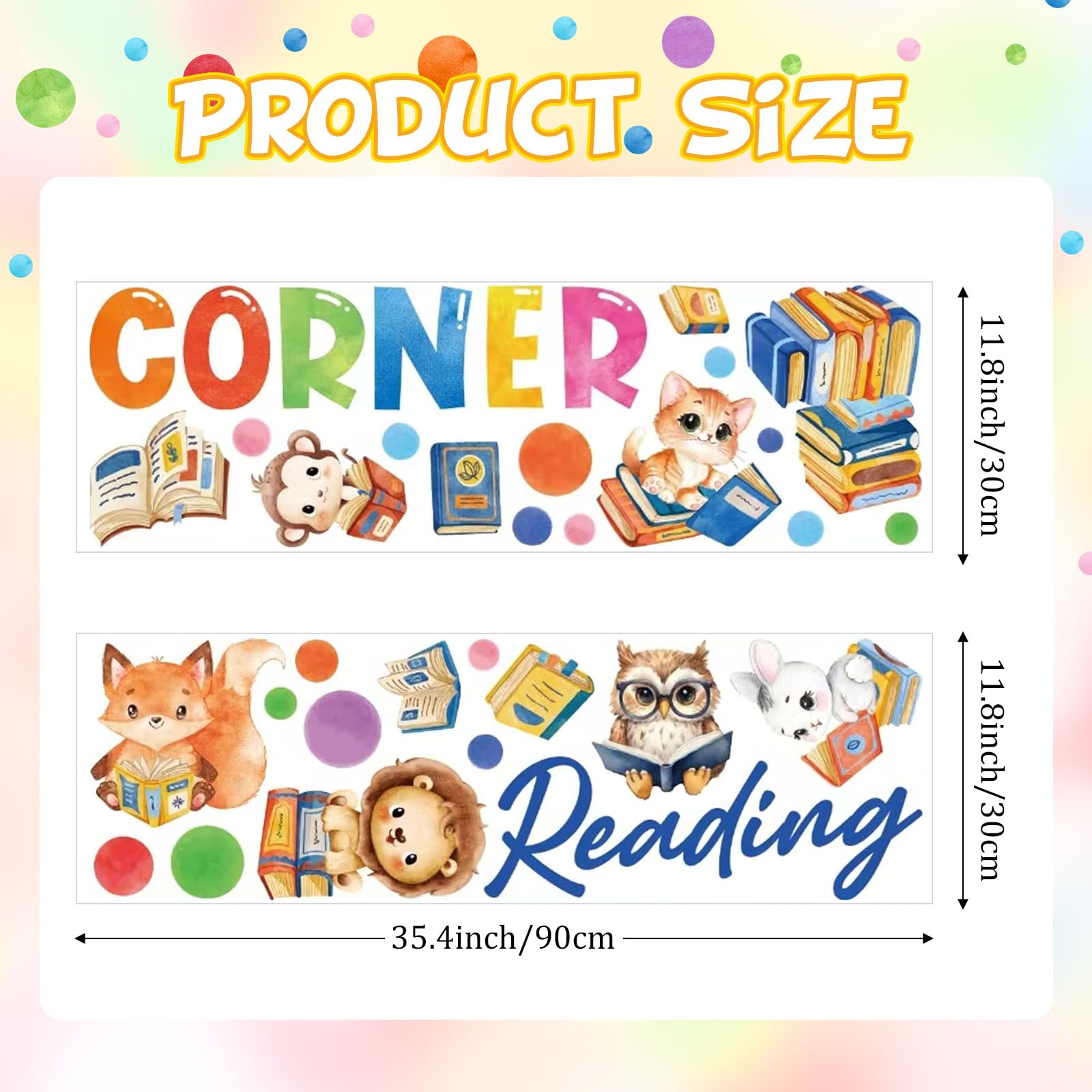 Cinrobiye fox-reading-book decal adds playful charm to classrooms and playrooms for early literacy.