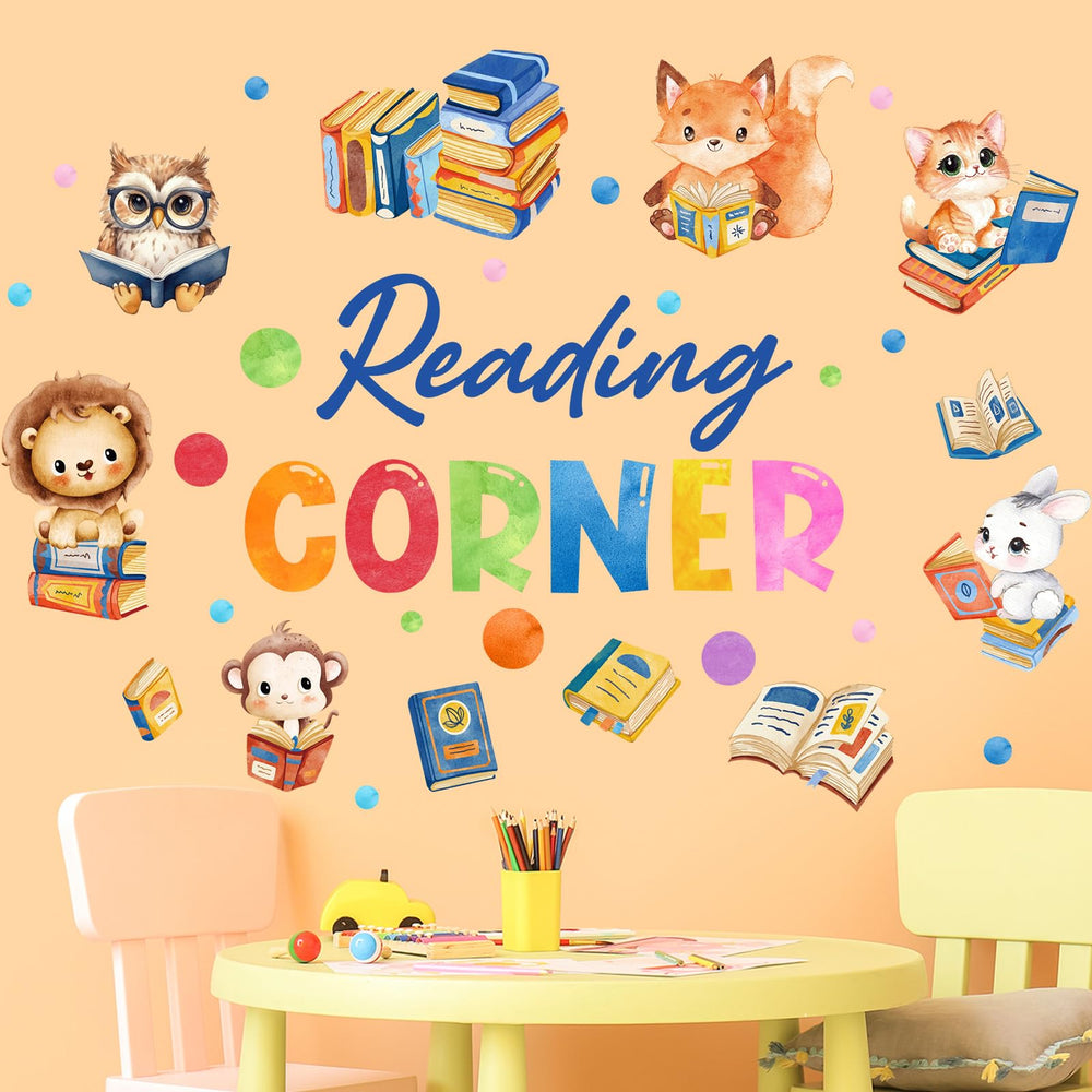 Cinrobiye rabbit-reading-book decal inspires calm, focused reading spaces at home or school.