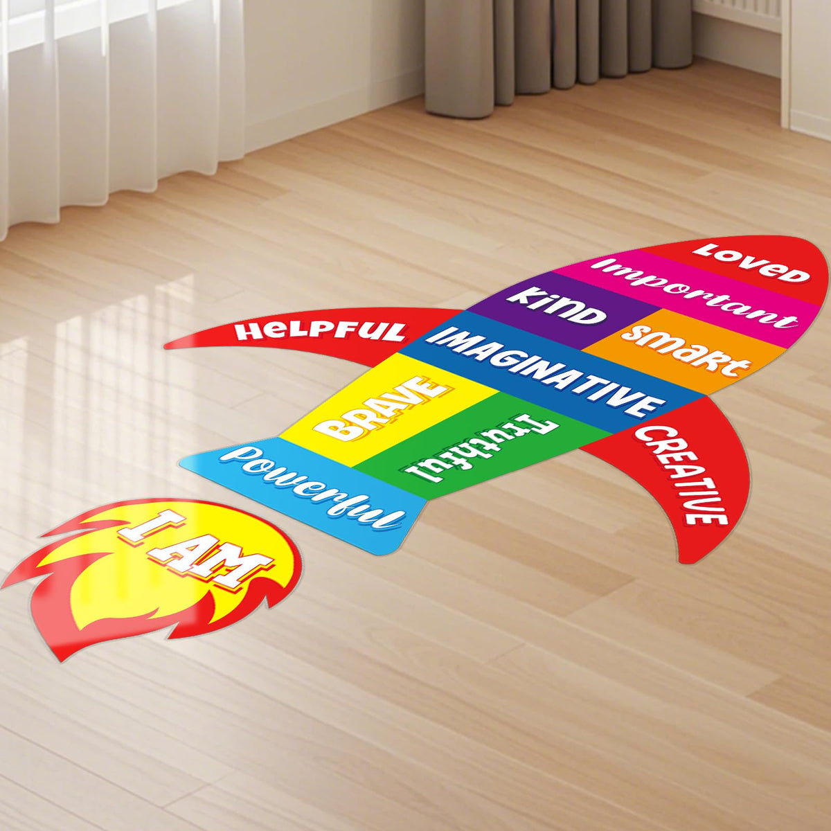 Cinrobiye rocket floor decal for classrooms boosts motivation during group activities.