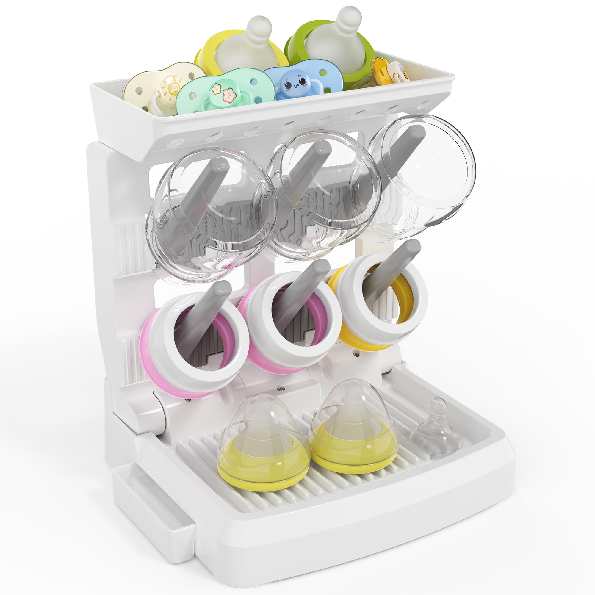 CINWWNI baby bottle drying rack with six hooks for organized bottle drying