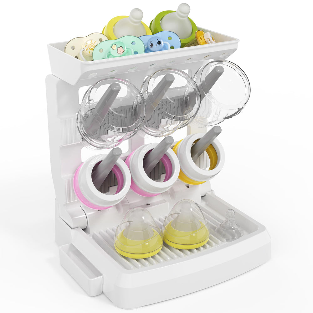 CINWWNI baby bottle drying rack with six hooks for organized bottle drying