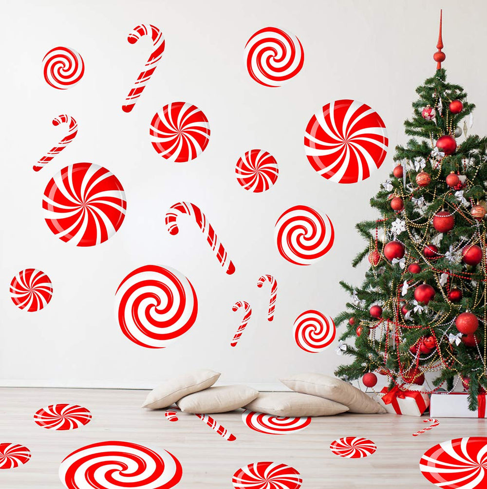 CIOEY peppermint decal on windows adds bright color and playful candy-themed ambiance.