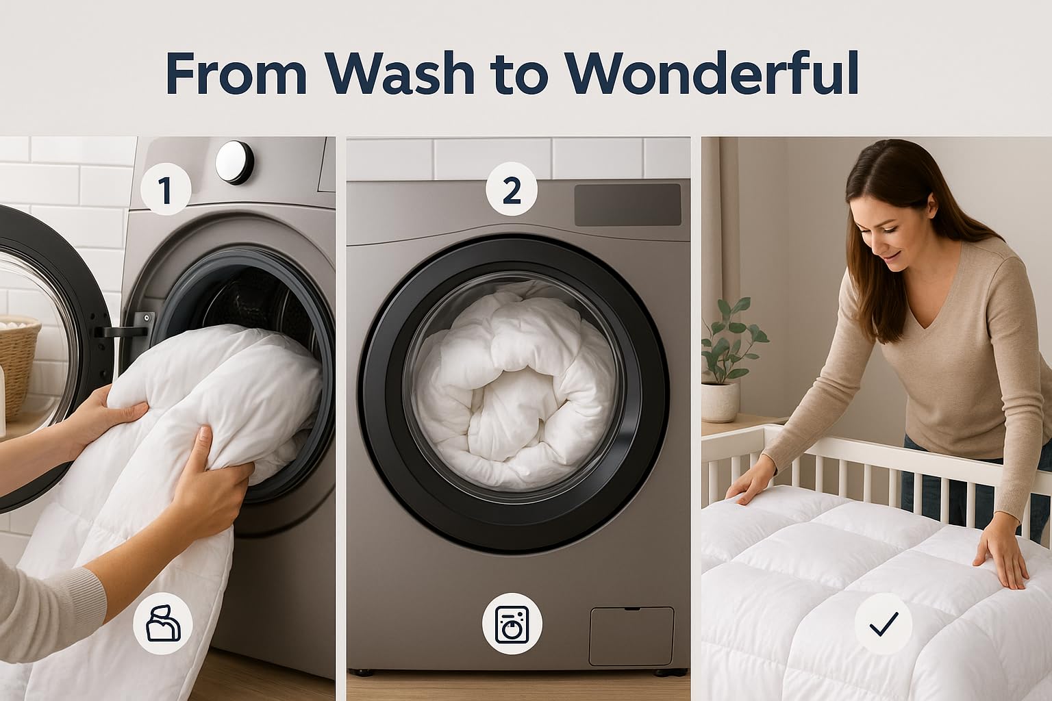 CirclesHome easy-wash crib comforter stays looking like new after cold rinse.