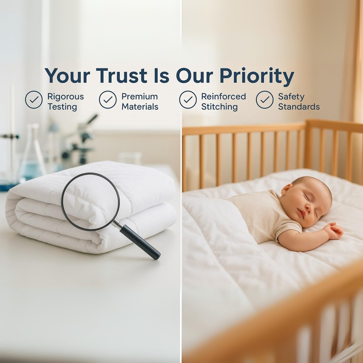 CirclesHome square quilt design adds a stylish nursery touch.