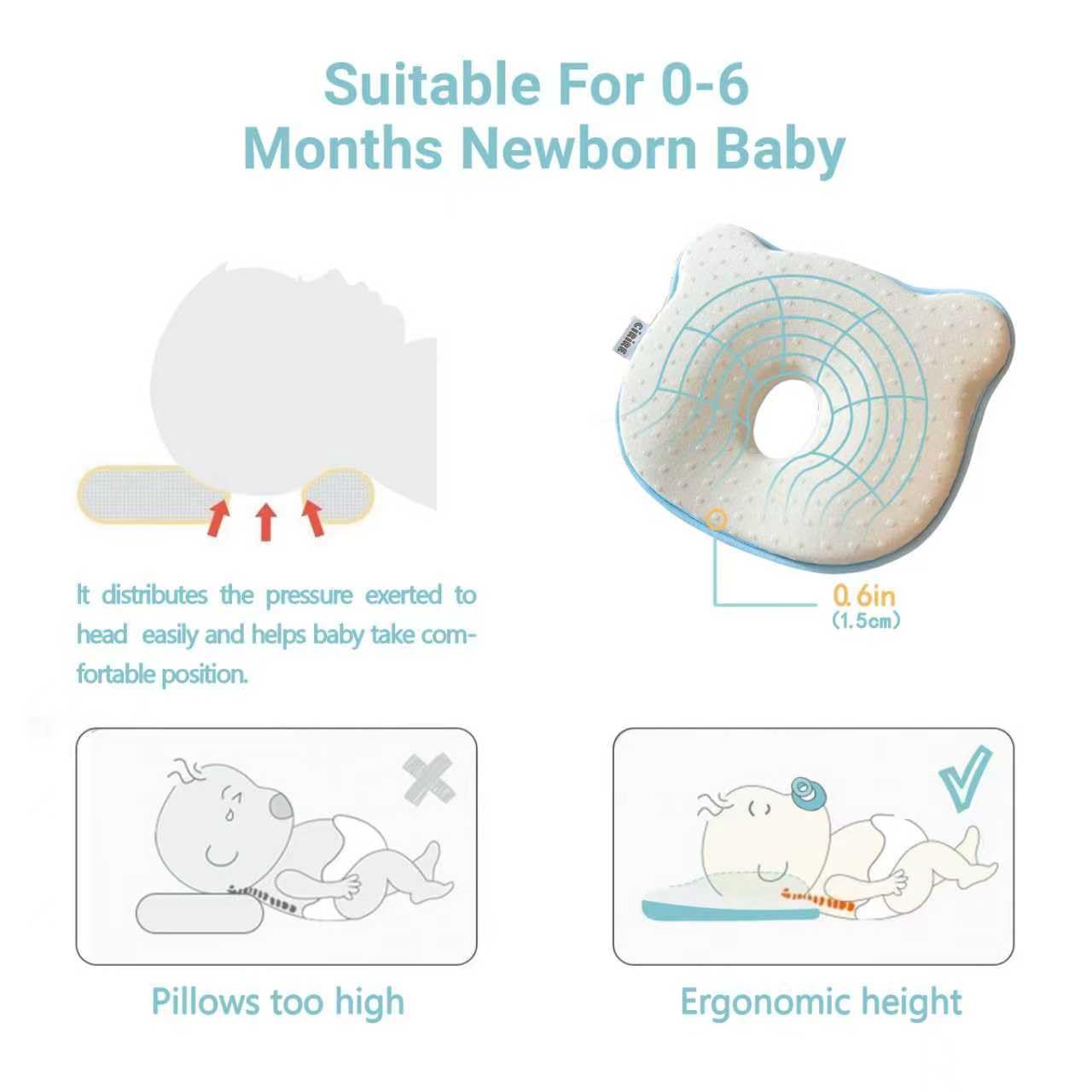 CIRIRE anti-slip bottom design keeps pillow in place during use