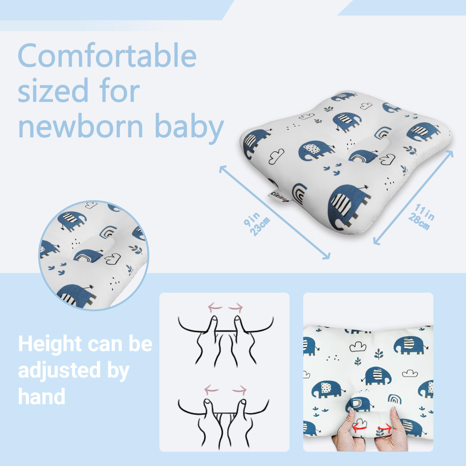 Cirire pillow is portable for crib, bed, car seat, and stroller.