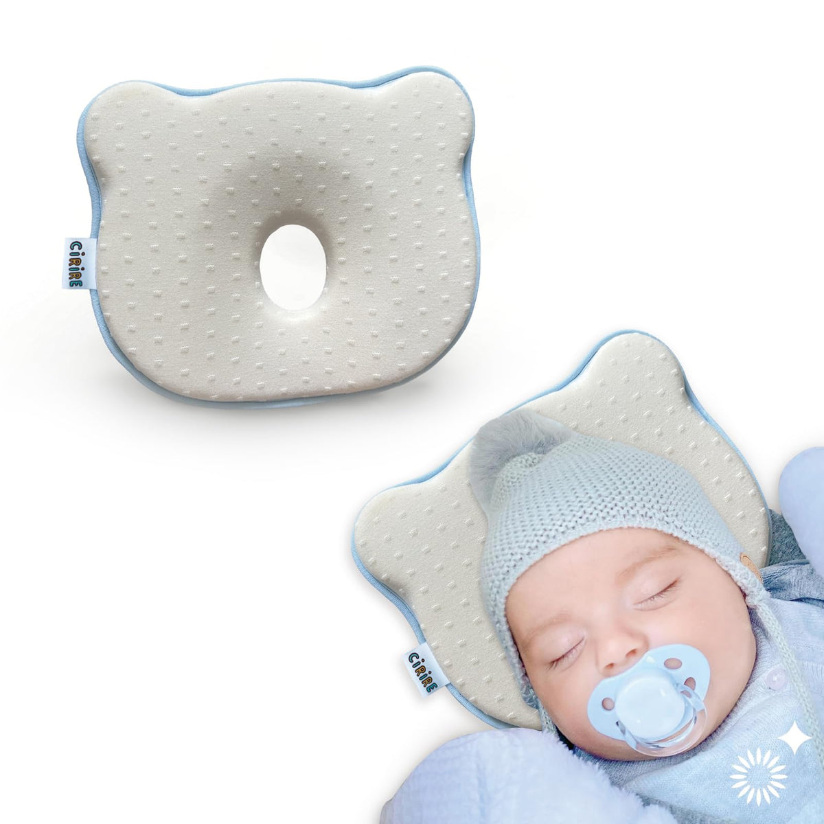 CIRIRE memory foam baby pillow with soft cover offers gentle head support