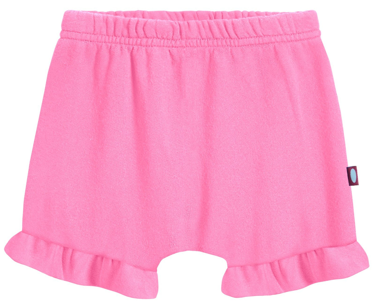 City Threads bloomers with ruffles in bubblegum, soft cotton for everyday comfort.