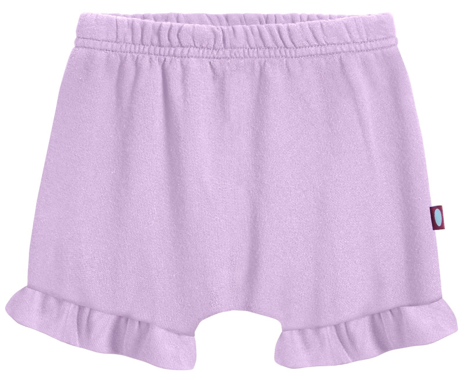 City Threads lavender diaper cover front view, soft cotton and ruffle detail.