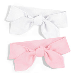 City Threads knotted headband pink-white for gentle daily wear on sensitive skin.