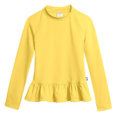 City Threads little girls rashguard yellow 2T front view showing SPF 50+ sun protection for sunny days