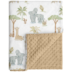 CIVARUA KIDS baby blanket with brown savanna elephant print for cozy swaddling and warmth.