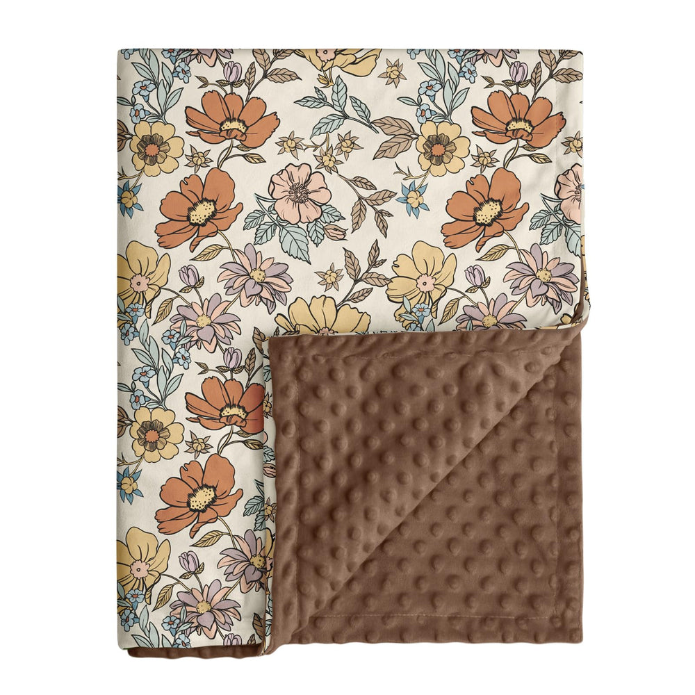 CIVARUA KIDS baby blanket with floral vintage brown front view, soft and cozy for newborn snuggles