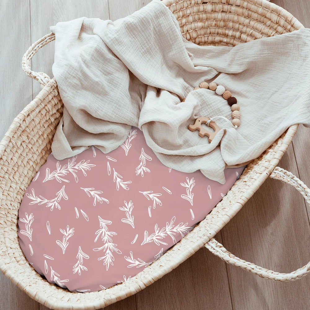 Civarua Kids floral bassinet sheets placed in a cozy nursery setup for baby sleep.