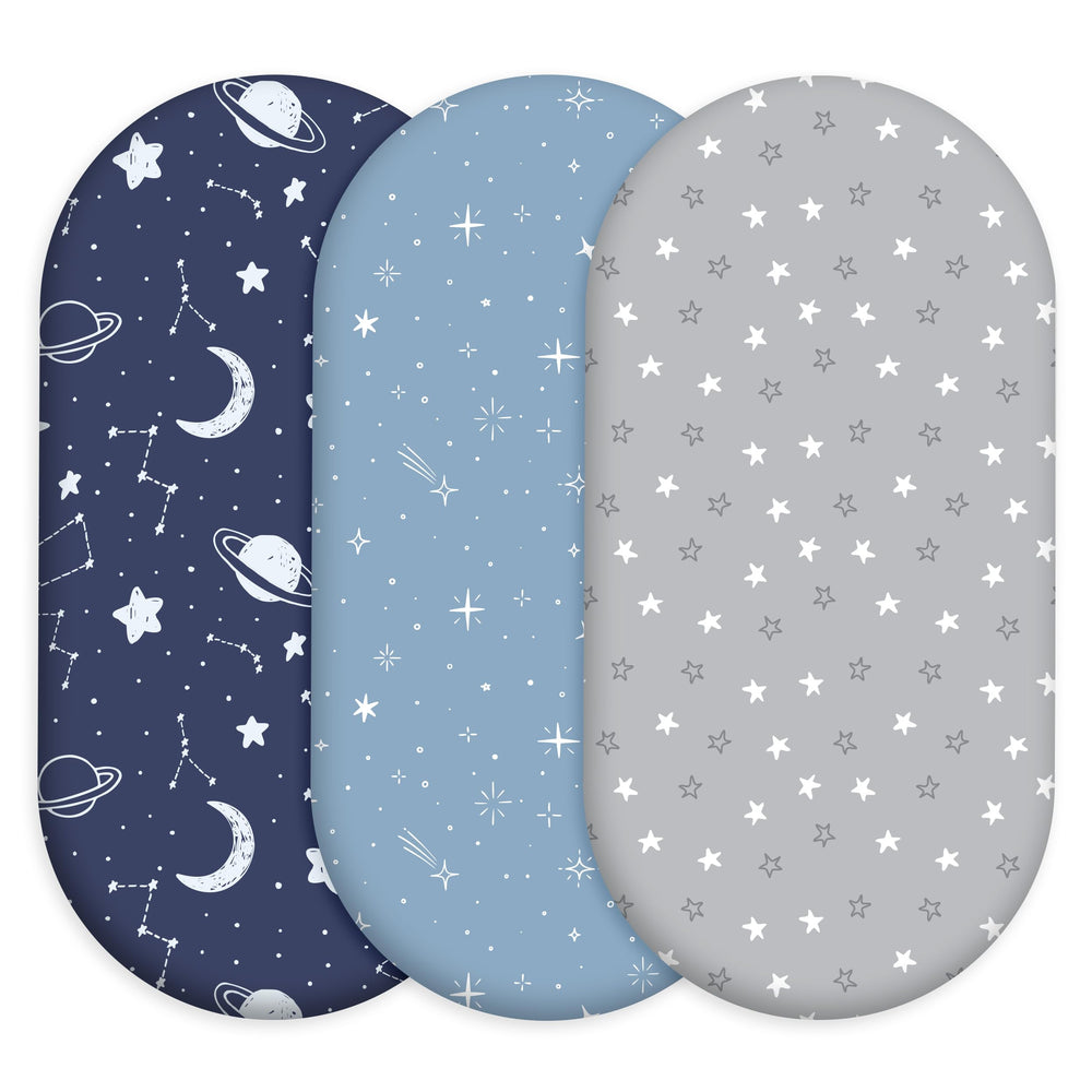 CIVARUA KIDS bassinet sheets 3-pack folded in package, soft and ready to use.