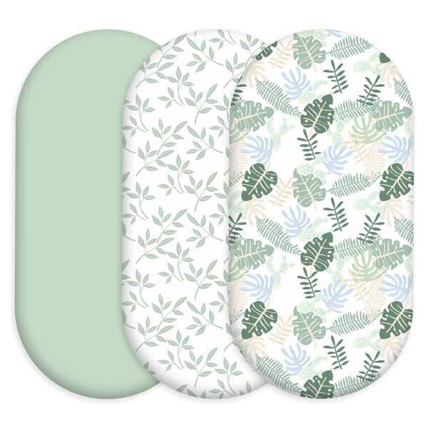 Civarua Kids sage green bassinet sheets with universal fit for various bassinets