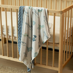 Civarua Kids blue minky baby blanket close-up on soft fabric.