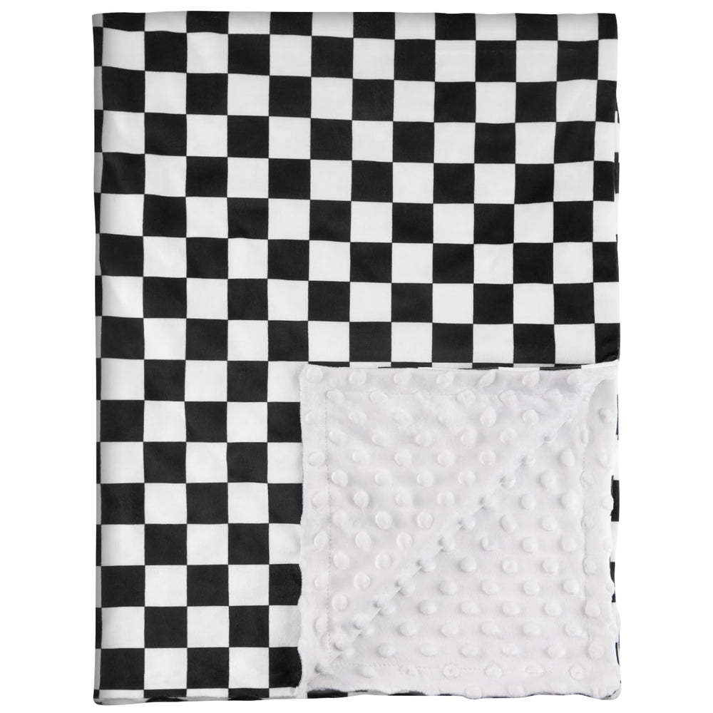 Civarua Kids checkered blanket front view shows double-layer warmth for newborn comfort.