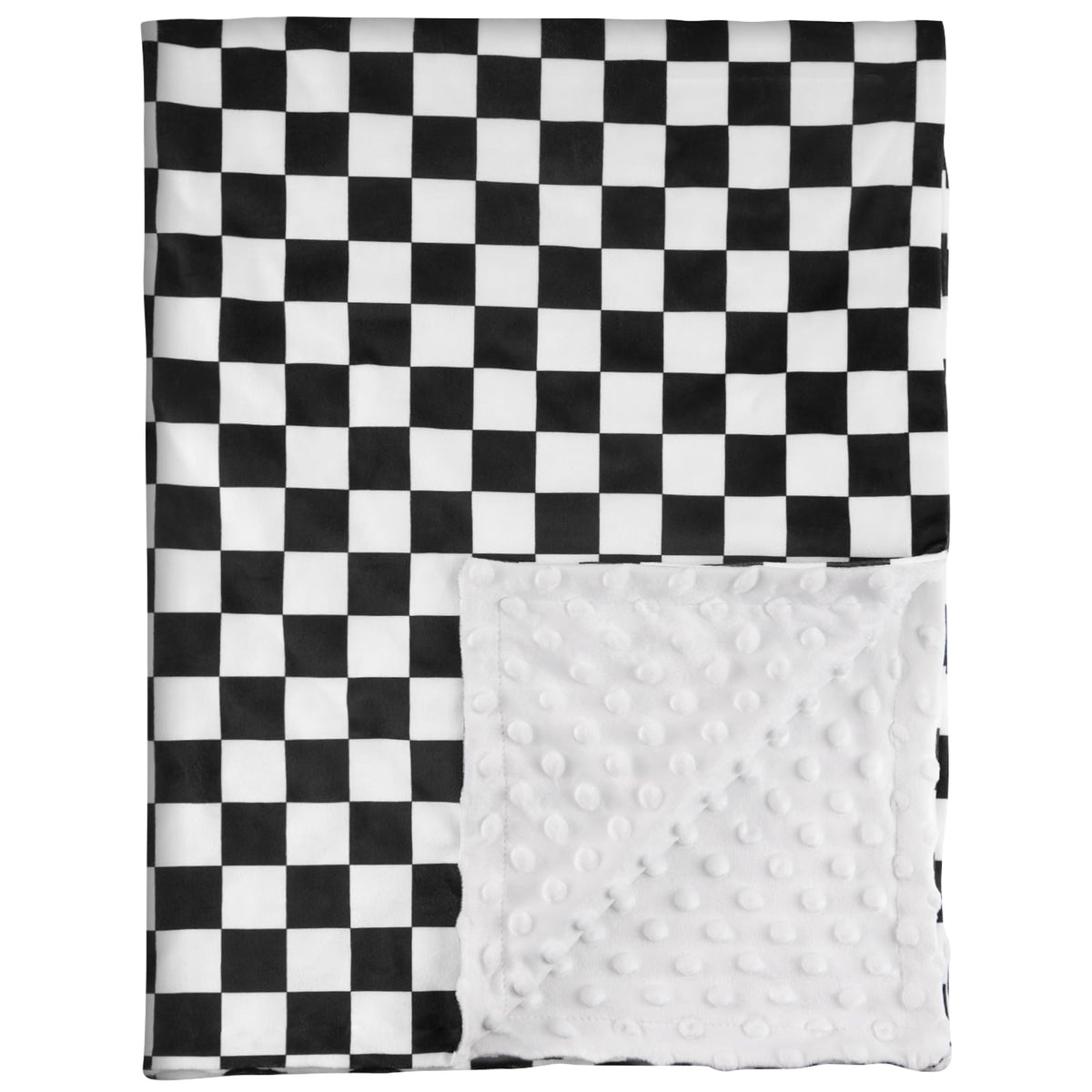 Civarua Kids checkered blanket front view shows double-layer warmth for newborn comfort.