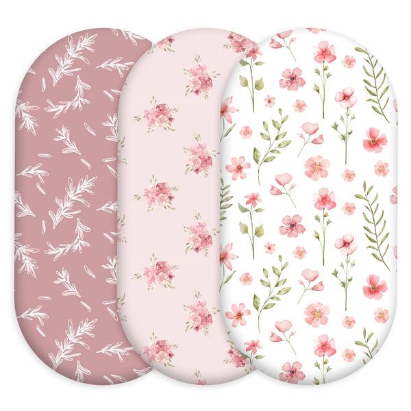 Civarua Kids floral bassinet sheets pack showing soft breathable fabric for all-night comfort.