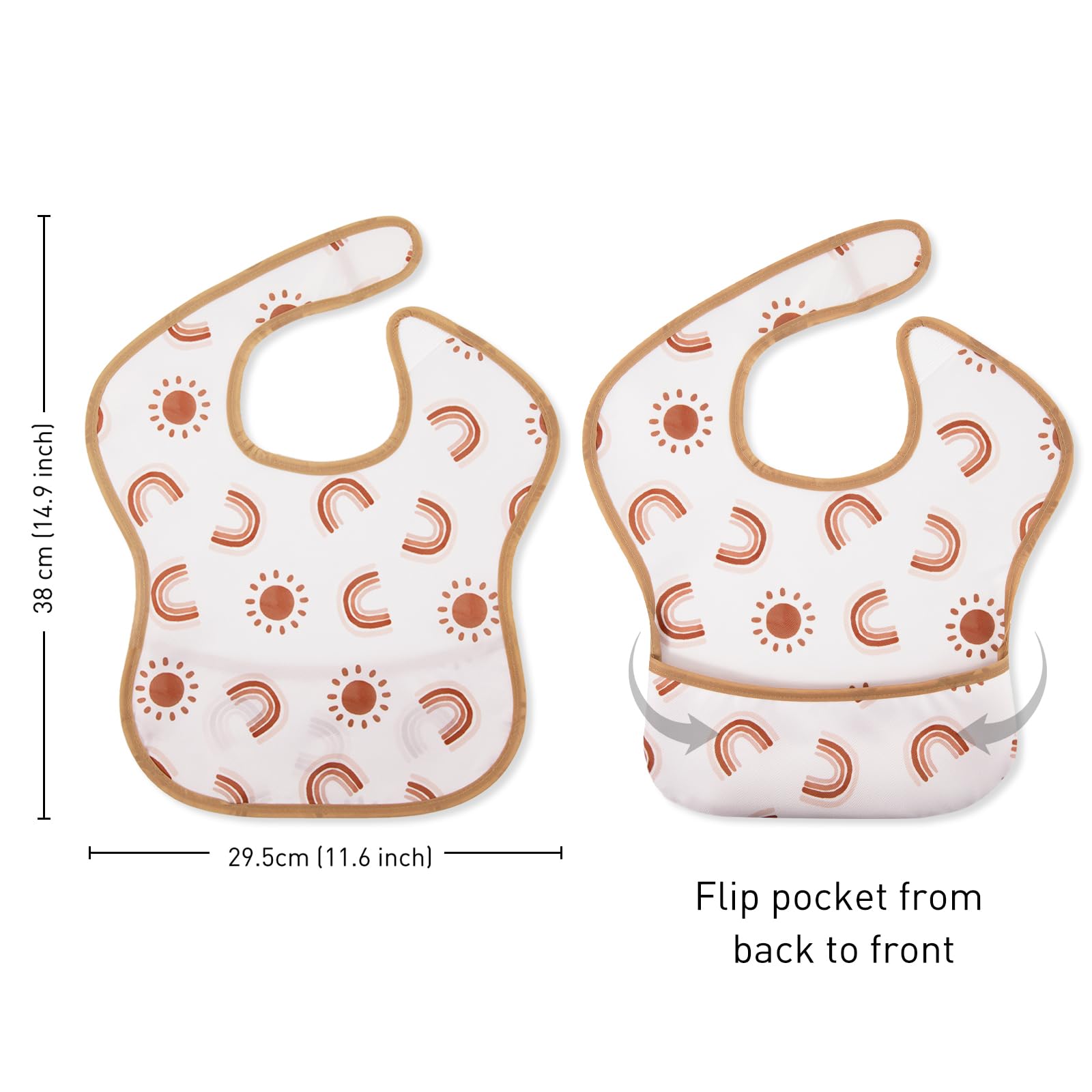 Civarua Kids food catcher pocket keeps clothes clean during meals.
