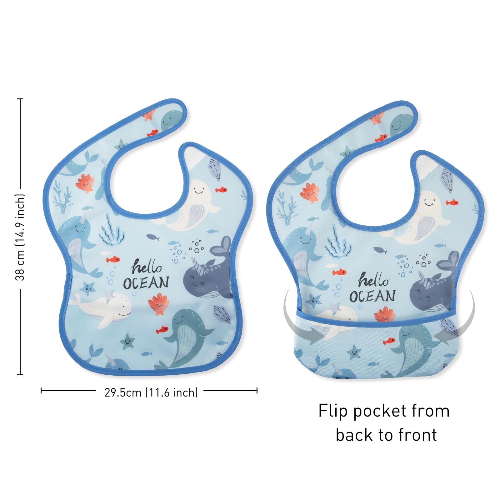 CIVARUA KIDS waterproof bib keeps clothing dry during self-feeding.