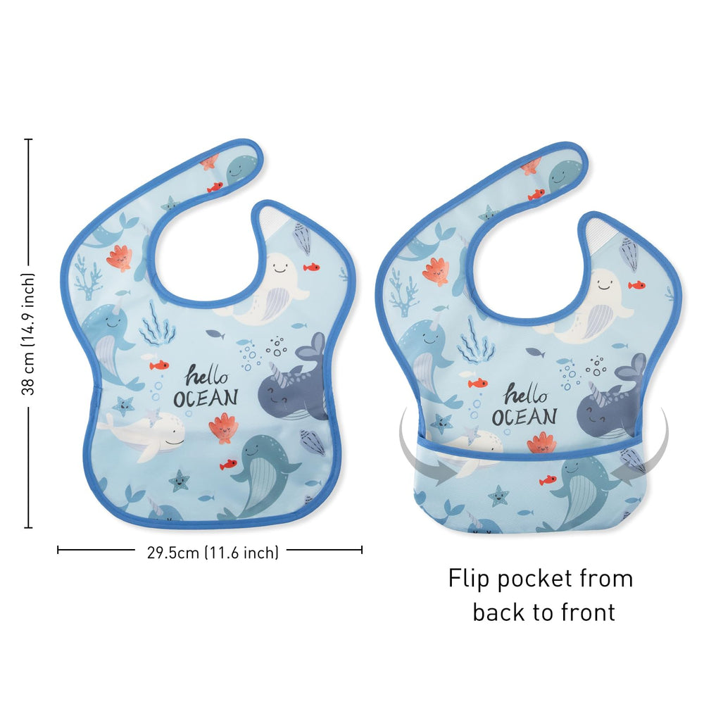 CIVARUA KIDS waterproof bib keeps clothing dry during self-feeding.