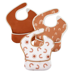 Civarua Kids mess-proof bib front view with leakproof pocket for mess-free meals.