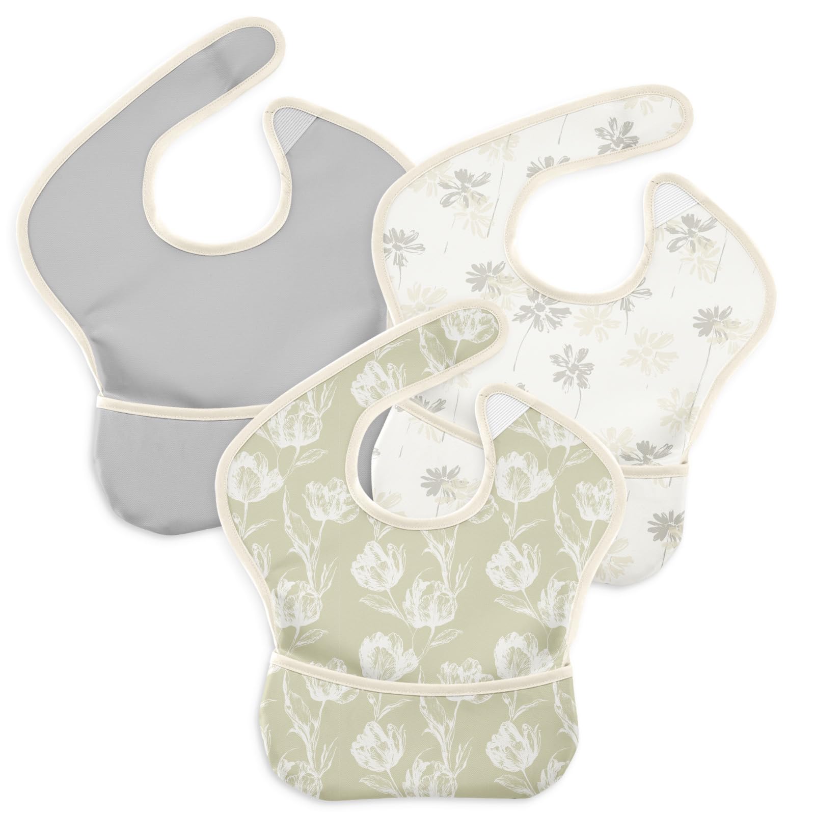 Civarua Kids mess-proof bib pocket-open shows a wide 3D pocket catching spills