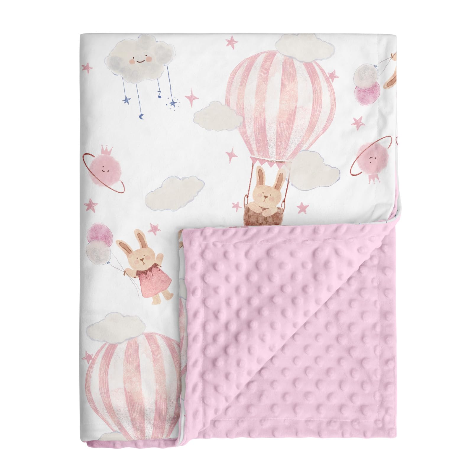 CIVARUA KIDS Minky baby blanket with pink bunny provides gentle warmth