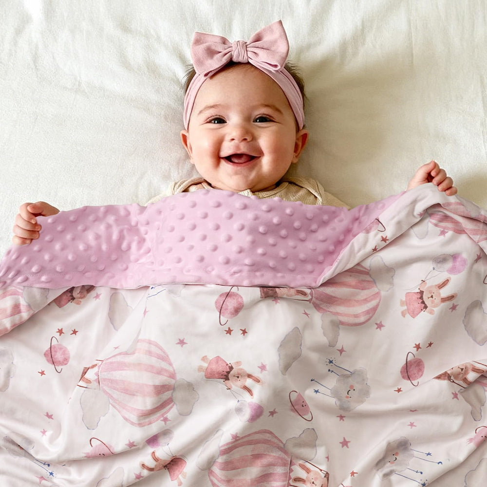 CIVARUA KIDS Minky blanket pink balloons adds playful warmth for nursery