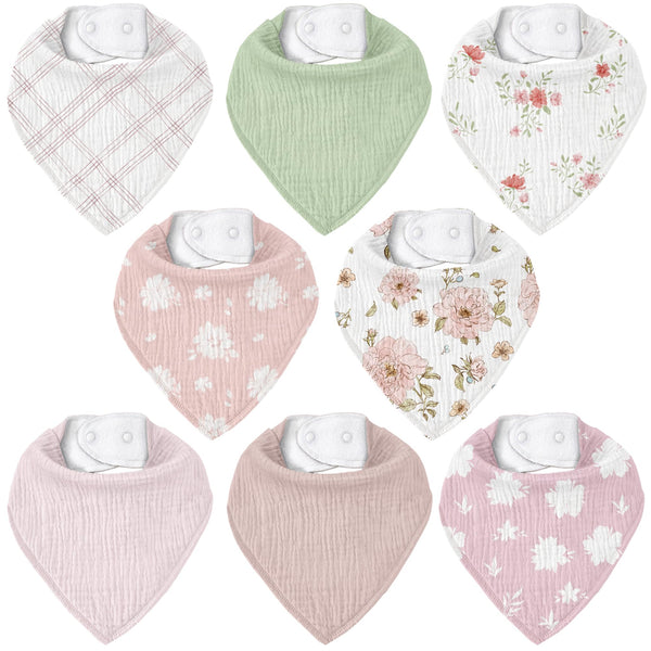 CIVARUA KIDS muslin baby bibs 8-pack, packshot showing drool-absorbent design.
