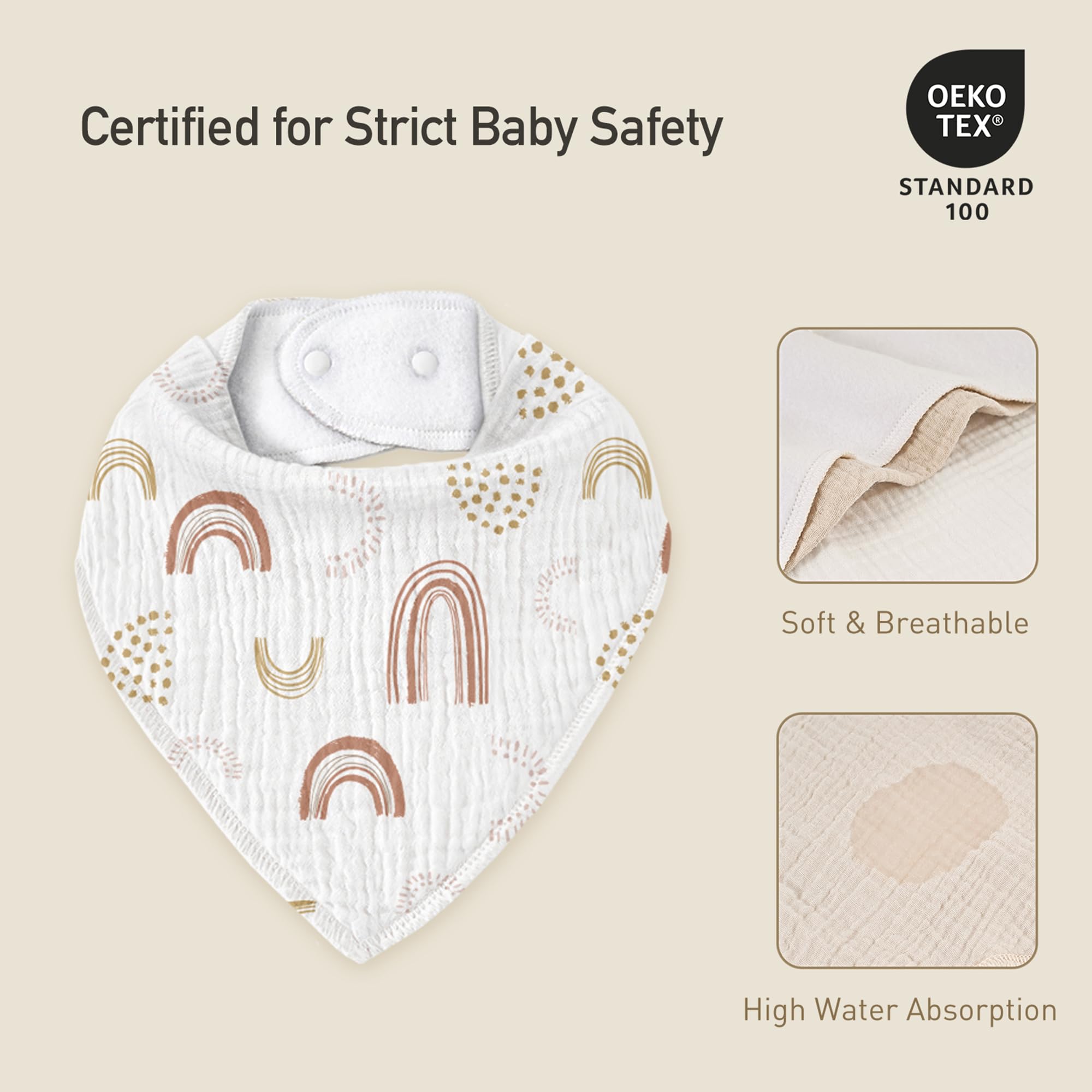 Flatlay of neutral Civarua Kids bibs suitable for boys and girls