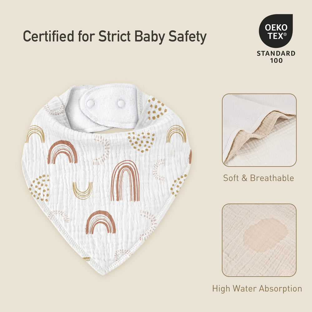 Flatlay of neutral Civarua Kids bibs suitable for boys and girls