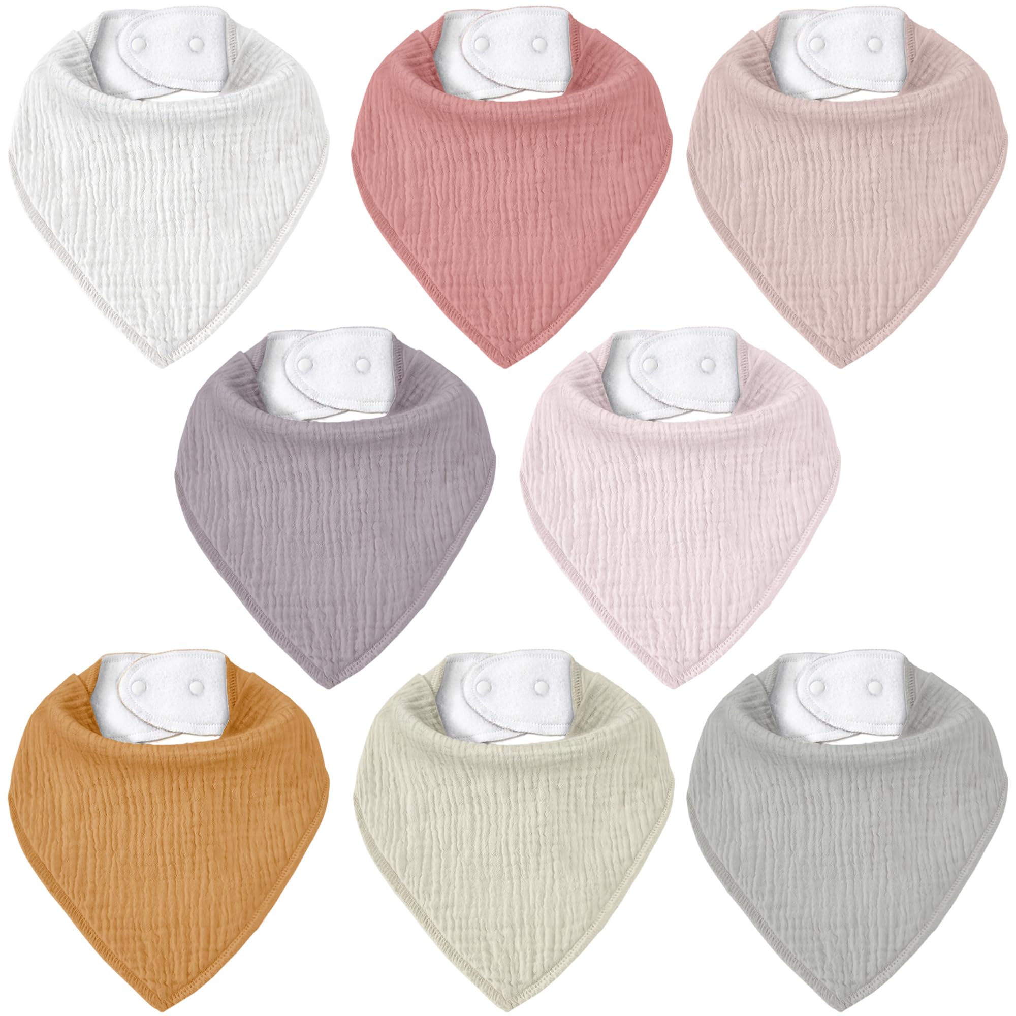 Civarua Kids muslin bibs set in packaging, eight unisex drool bibs for versatile daily use.