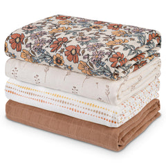 Civarua Kids muslin swaddle blanket pack front view shows breathable fabric and color variety.