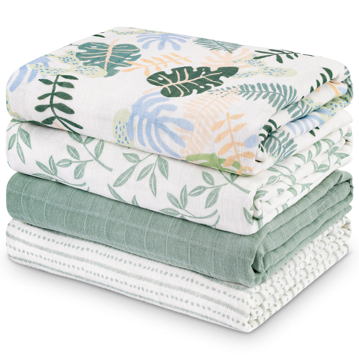 Civarua Kids muslin swaddle blanket set in sage green for newborn comfort.