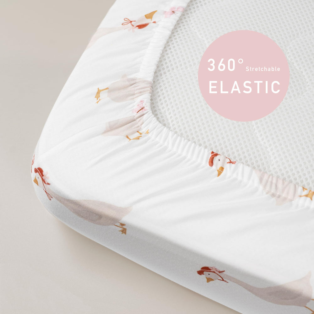 Civarua Kids universal-fit sheet works with Regalo My Cot and Joovy Travel Cot.