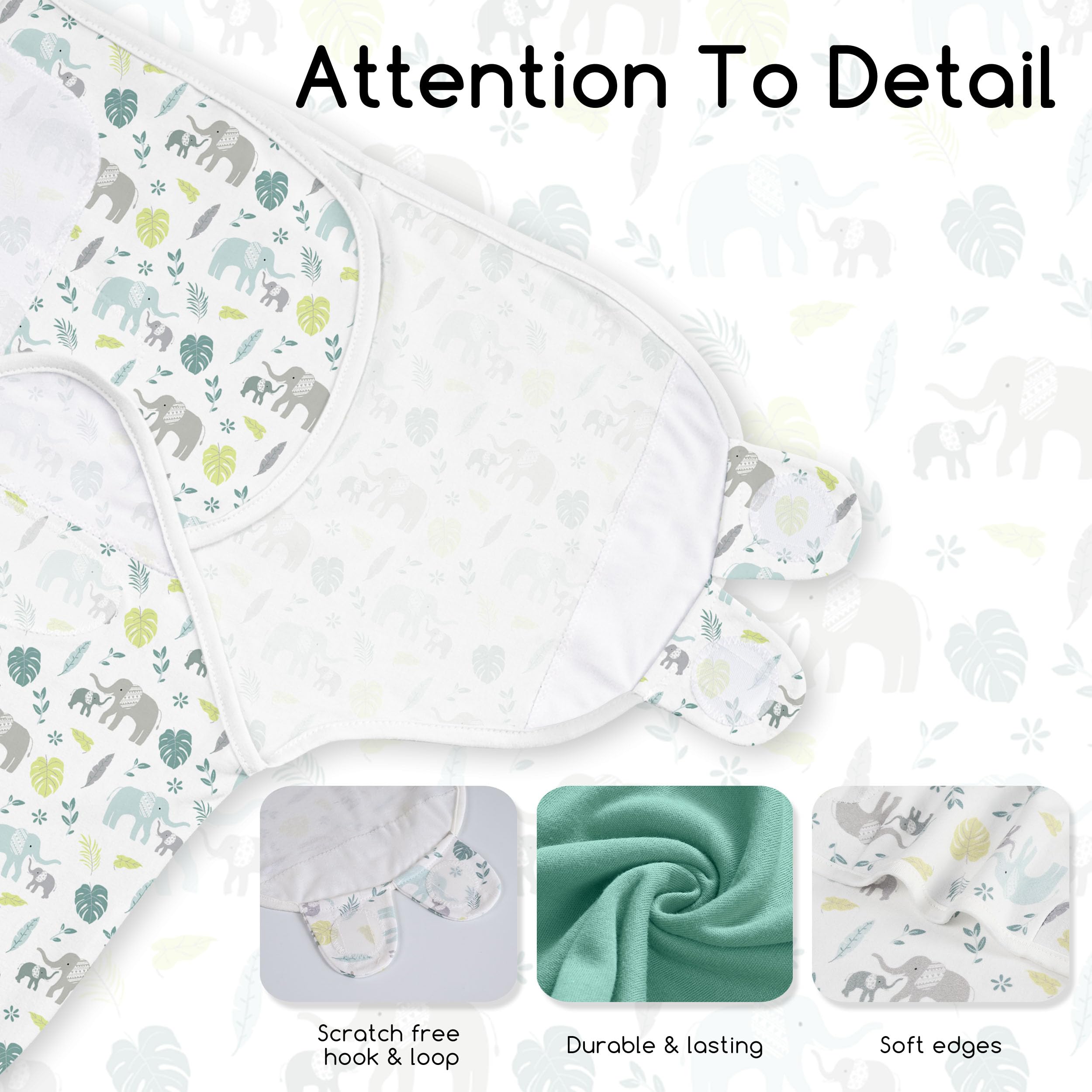 CIVARUA KIDS swaddle measures 22x26 inches for a snug newborn fit.