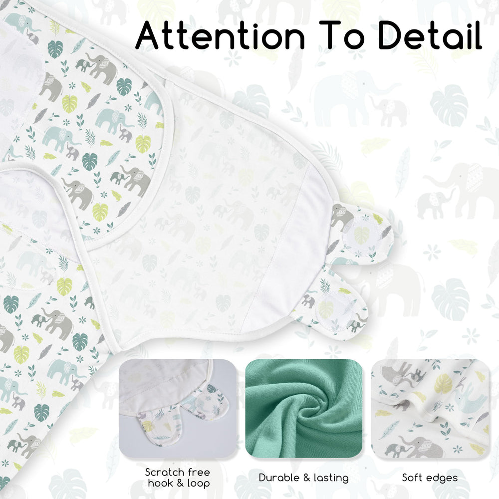 CIVARUA KIDS swaddle measures 22x26 inches for a snug newborn fit.