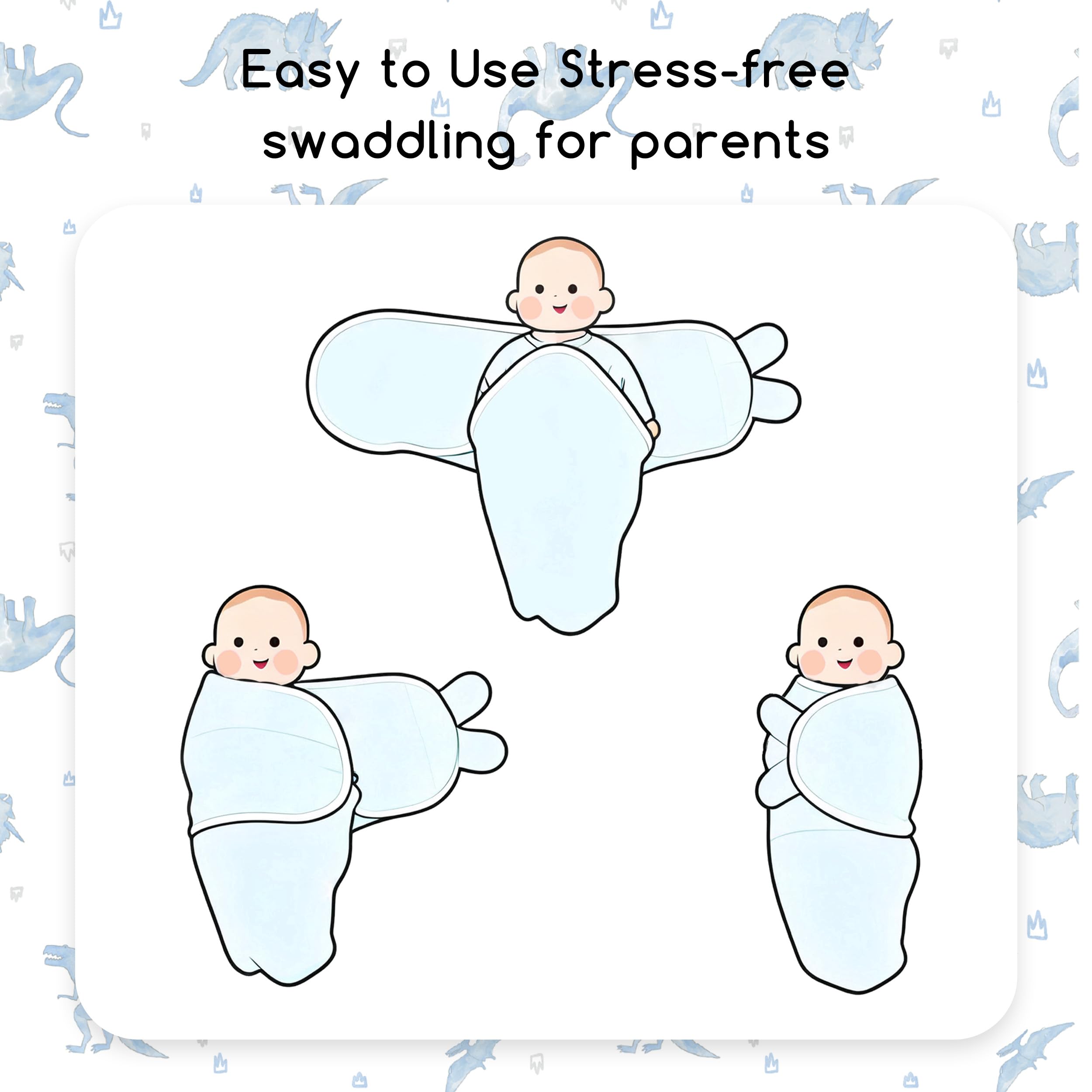 CIVARUA KIDS two-pack blue dinosaur swaddles for night-time prep