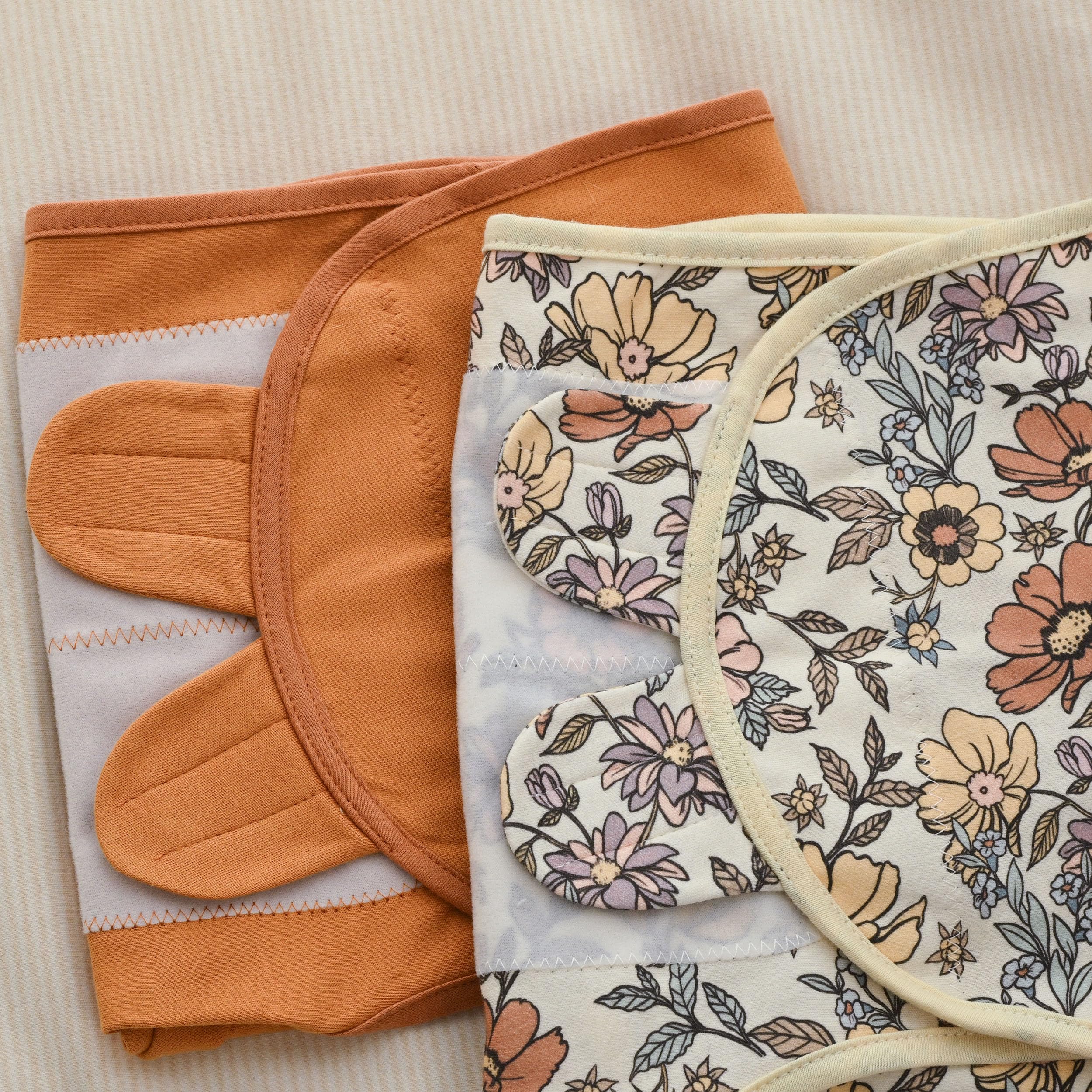 Two pack swaddles ideal for quick changes and fresh layers.