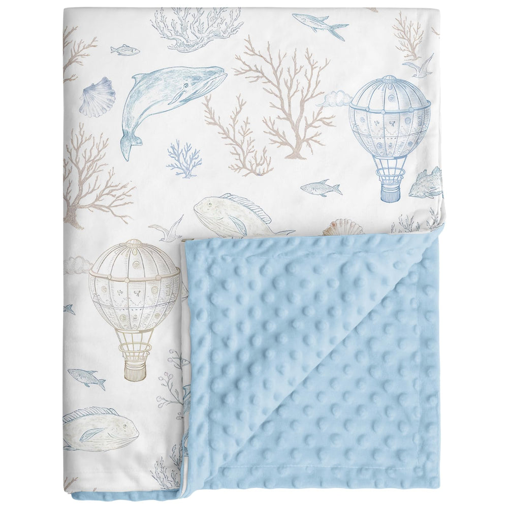 CIVARUA KIDS whale blanket in blue with a cozy whale print for gentle cuddling