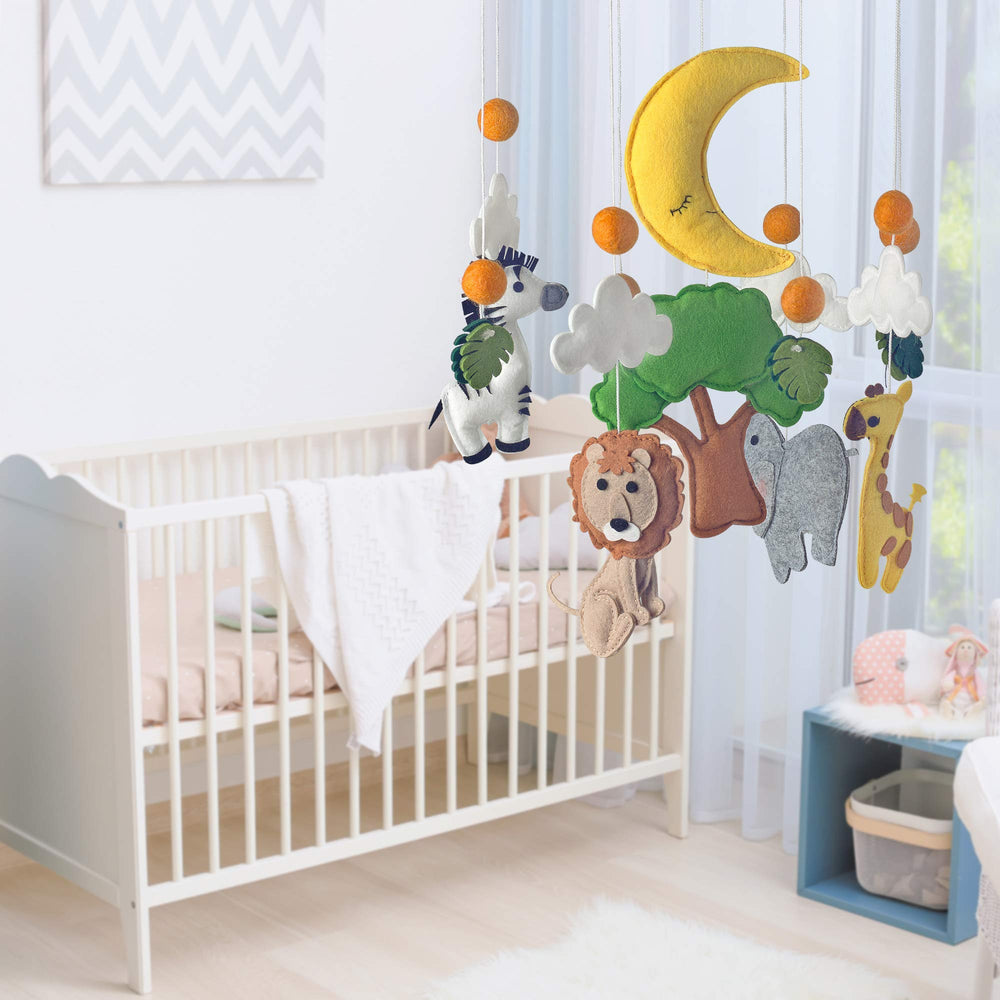 Gift-ready baby shower option featuring a colorful nursery mobile by C&K WORKS.