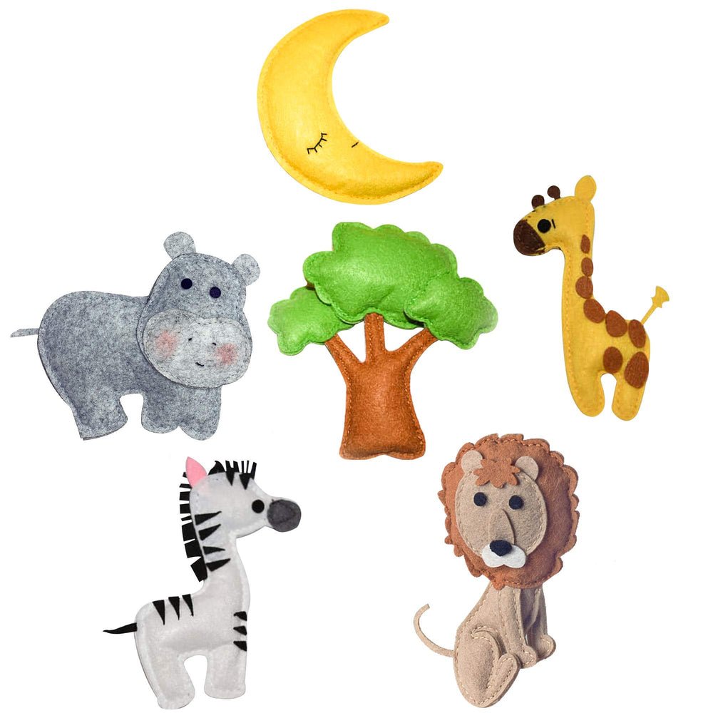 High-contrast graphics on nursery mobile designed to engage vision.