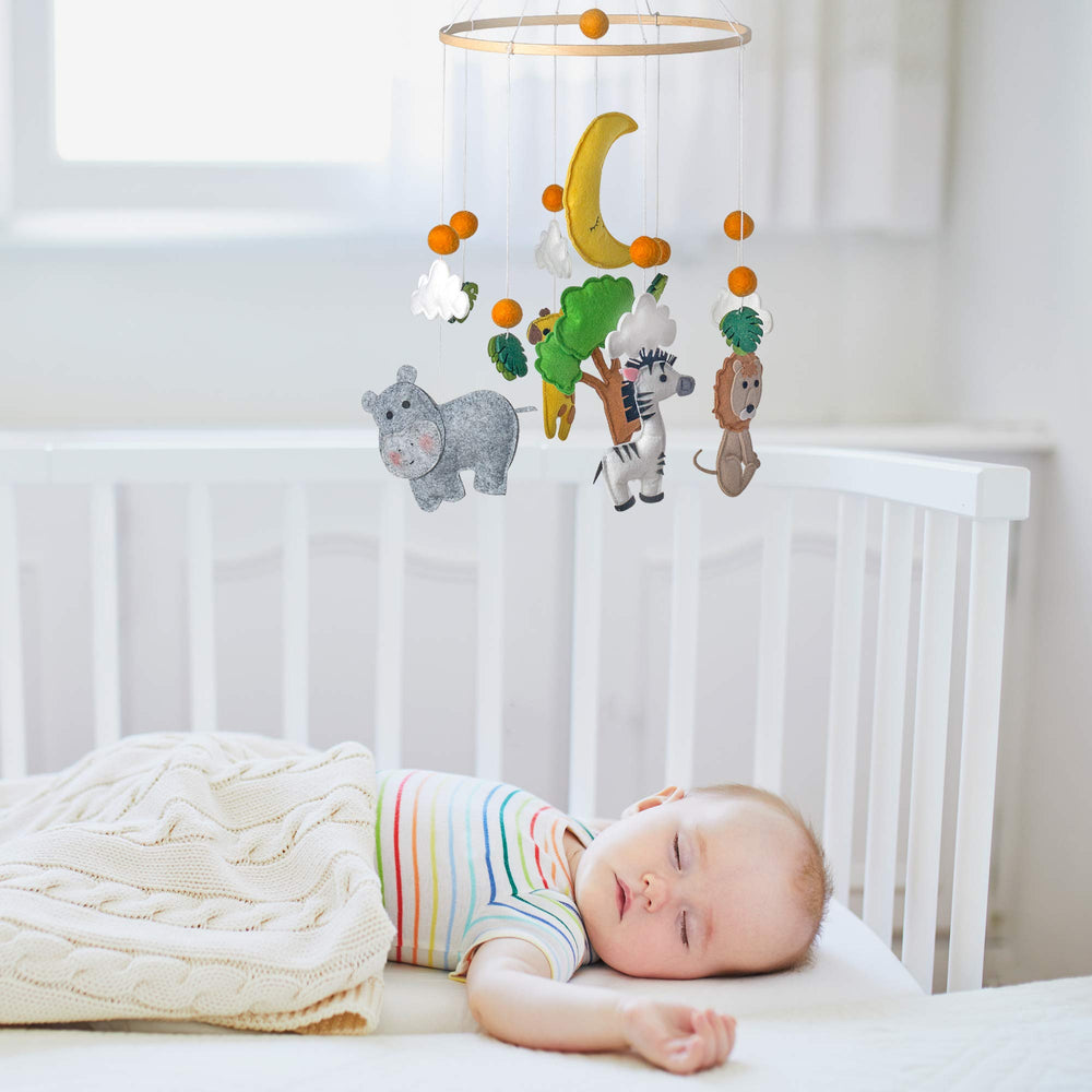 C&K WORKS plush safari animals in felt texture for cozy nursery decor.