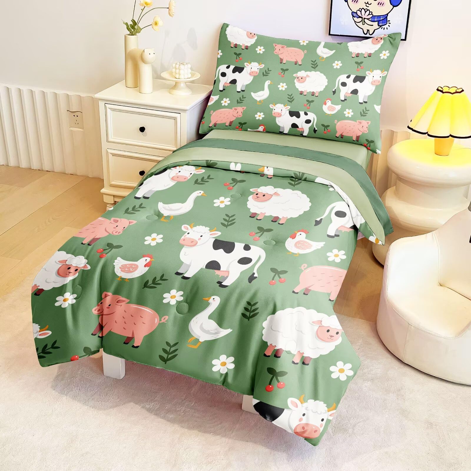 CKOU CCOO flat sheet in woodland print ready for bedtime routine