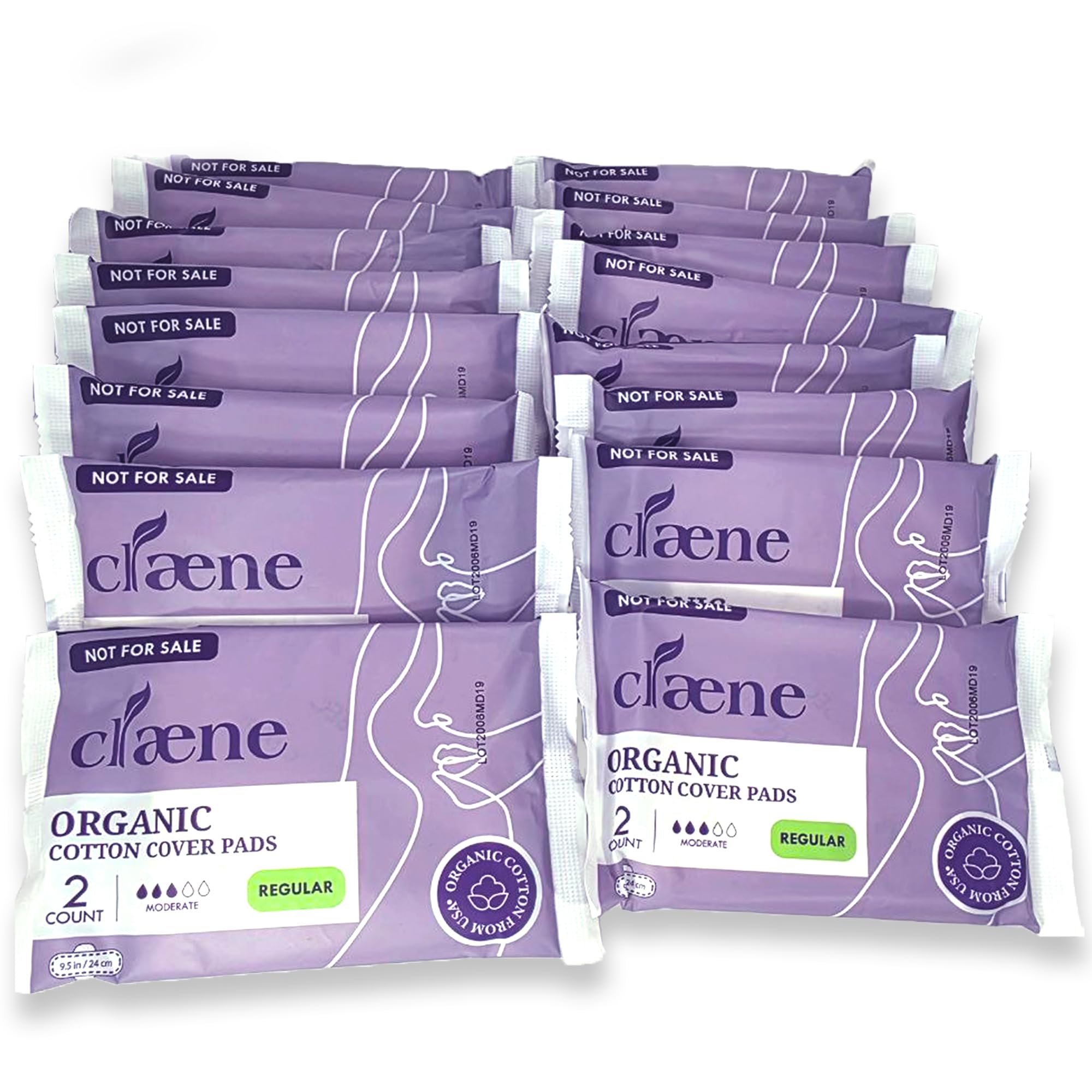 Claene organic cotton cover overnight pad with wings for all-night dryness