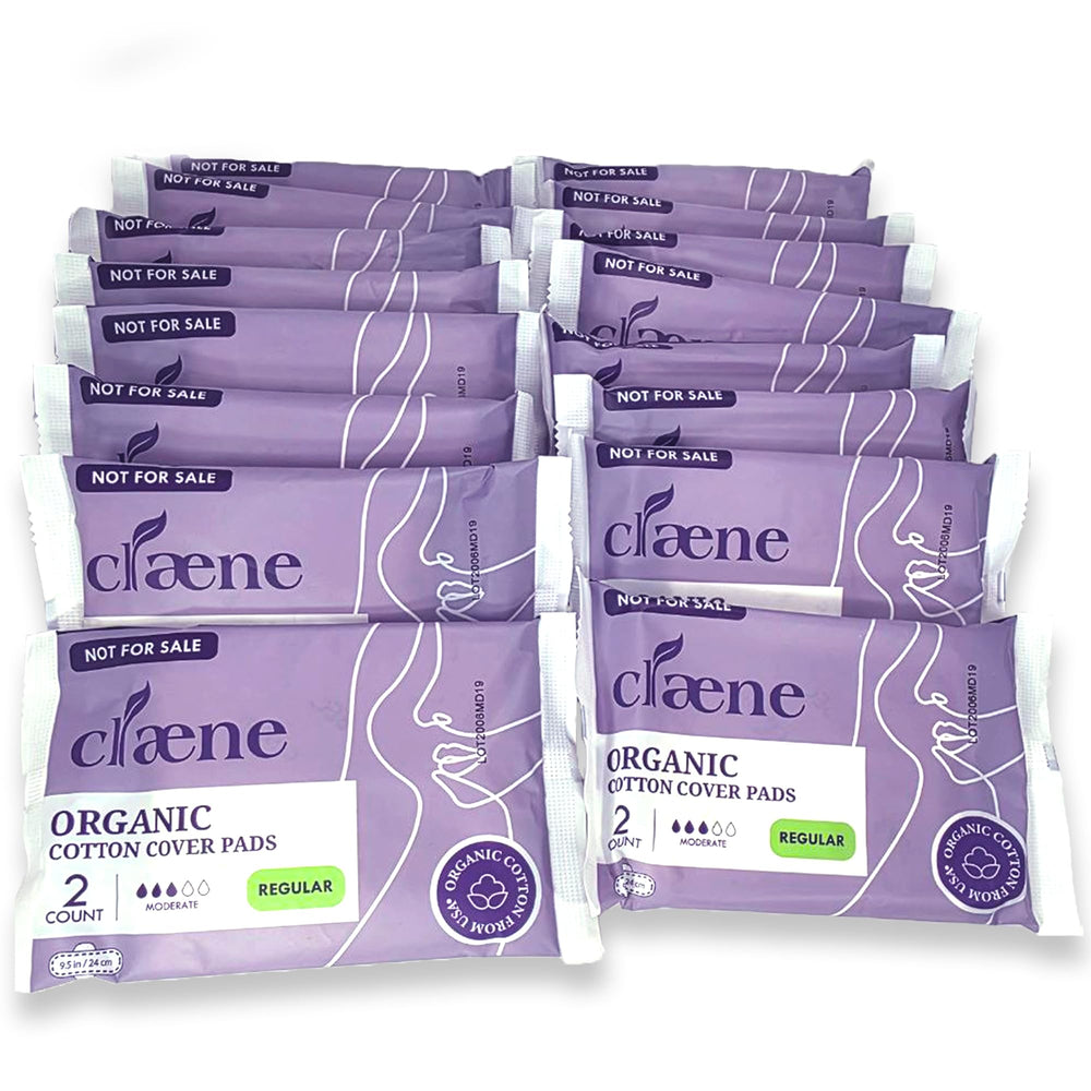 Claene organic cotton cover overnight pad with wings for all-night dryness