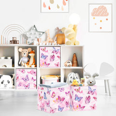 Clastyle Butterfly Kid Storage Cube handle closeup emphasizes portable organization during playtime